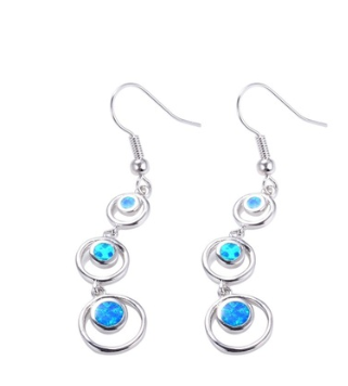 HAIMIS Hot Sale Blue Fire Opal For Women Fashion Jewelry Earrings - Heart Free Gift Box