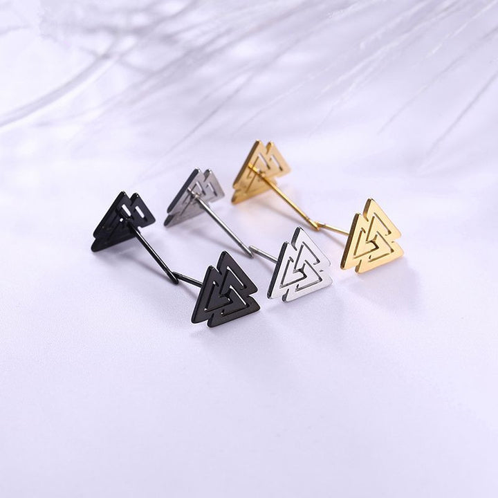 Nordic jewelry personality trendy geometric hollow triangle earrings