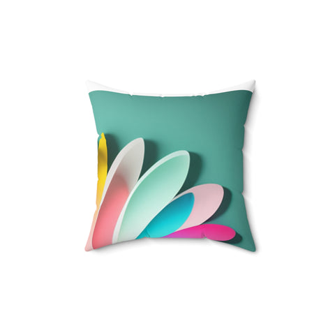Spun Polyester Square Pillow Floral Petals