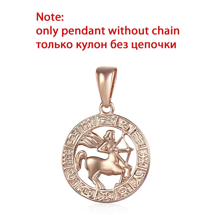 12 Zodiac Sign Constellations Pendants Necklaces For Women Men 585 Rose Gold Color Fashion Birthday Gifts