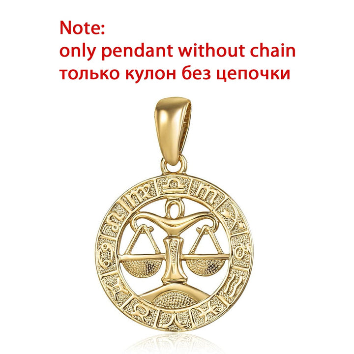 12 Zodiac Sign Constellations Pendants Necklaces For Women Men 585 Rose Gold Color Fashion Birthday Gifts