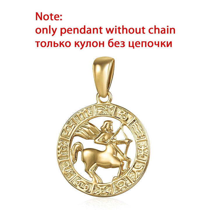 12 Zodiac Sign Constellations Pendants Necklaces For Women Men 585 Rose Gold Color Fashion Birthday Gifts