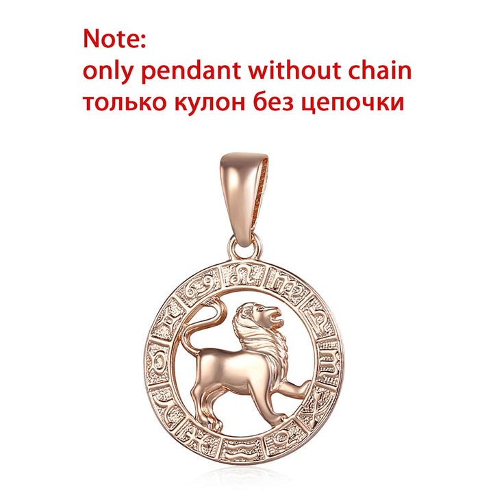 12 Zodiac Sign Constellations Pendants Necklaces For Women Men 585 Rose Gold Color Fashion Birthday Gifts