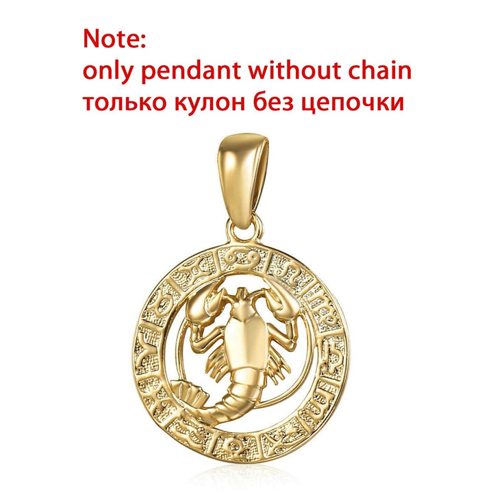 12 Zodiac Sign Constellations Pendants Necklaces For Women Men 585 Rose Gold Color Fashion Birthday Gifts