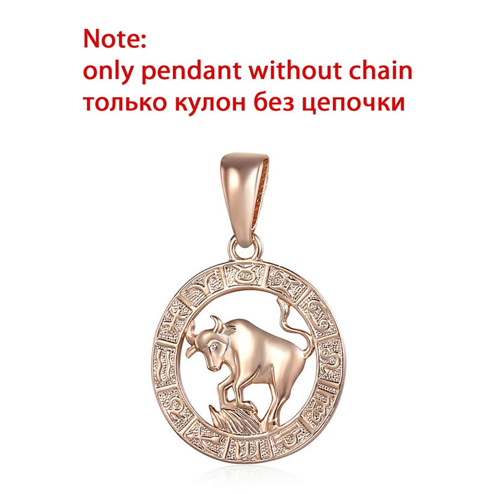 12 Zodiac Sign Constellations Pendants Necklaces For Women Men 585 Rose Gold Color Fashion Birthday Gifts