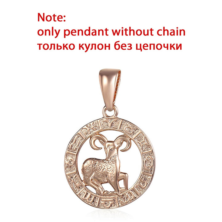 12 Zodiac Sign Constellations Pendants Necklaces For Women Men 585 Rose Gold Color Fashion Birthday Gifts