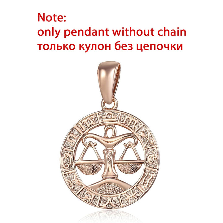 12 Zodiac Sign Constellations Pendants Necklaces For Women Men 585 Rose Gold Color Fashion Birthday Gifts