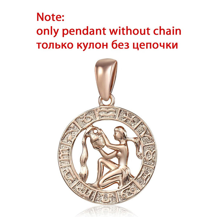 12 Zodiac Sign Constellations Pendants Necklaces For Women Men 585 Rose Gold Color Fashion Birthday Gifts