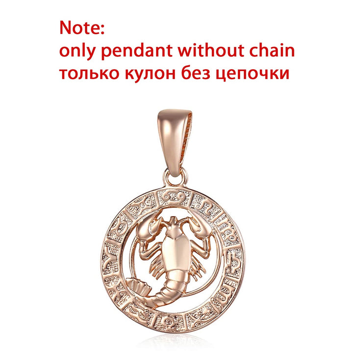 12 Zodiac Sign Constellations Pendants Necklaces For Women Men 585 Rose Gold Color Fashion Birthday Gifts