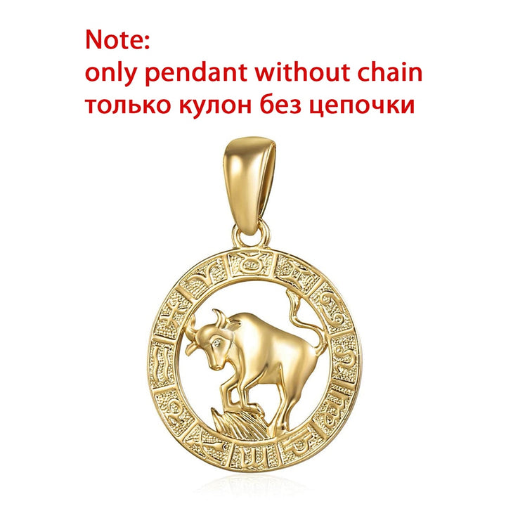 12 Zodiac Sign Constellations Pendants Necklaces For Women Men 585 Rose Gold Color Fashion Birthday Gifts