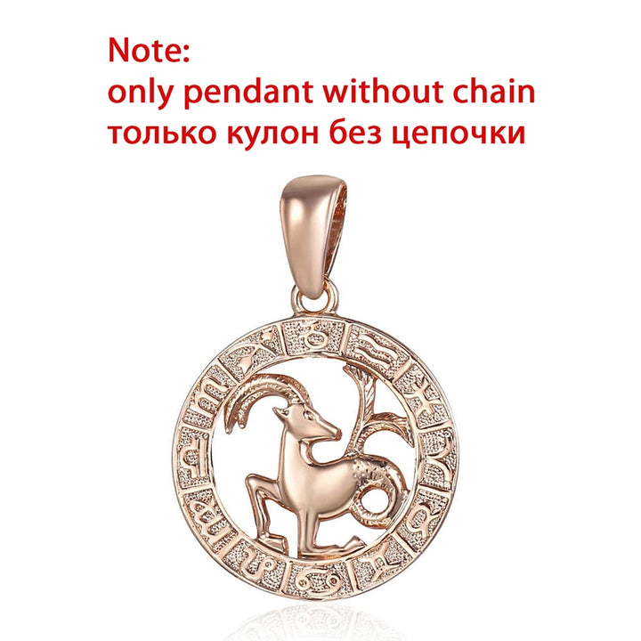 12 Zodiac Sign Constellations Pendants Necklaces For Women Men 585 Rose Gold Color Fashion Birthday Gifts