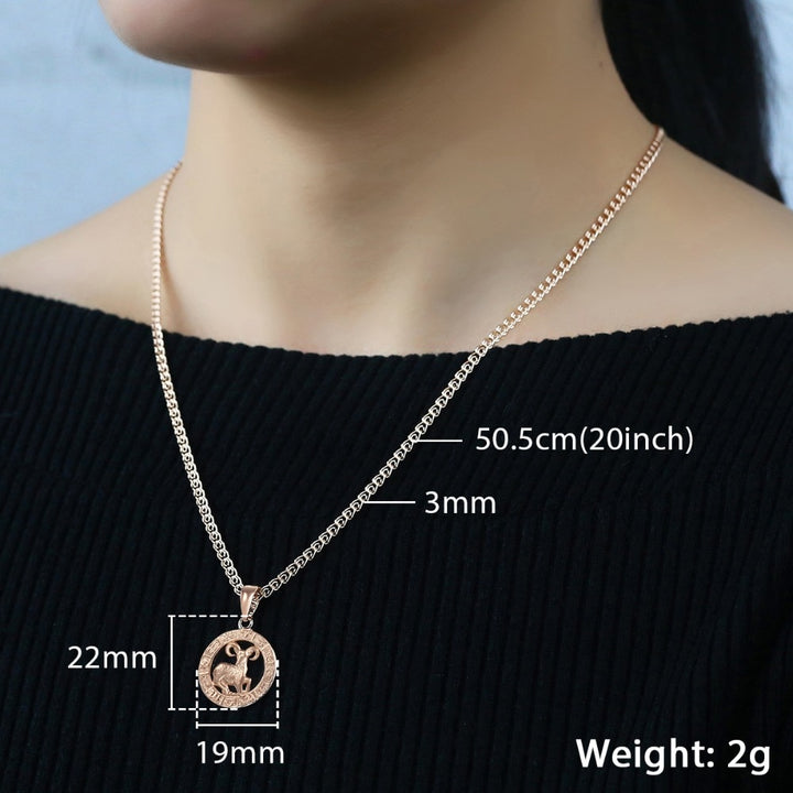 12 Zodiac Sign Constellations Pendants Necklaces For Women Men 585 Rose Gold Color Fashion Birthday Gifts