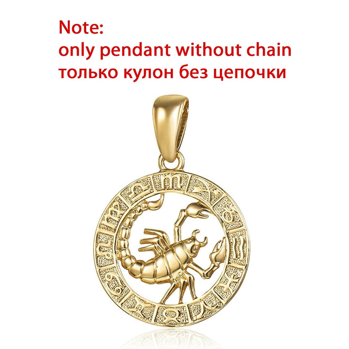 12 Zodiac Sign Constellations Pendants Necklaces For Women Men 585 Rose Gold Color Fashion Birthday Gifts