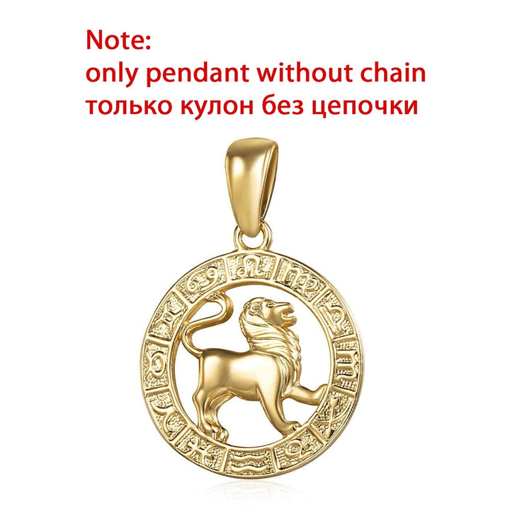 12 Zodiac Sign Constellations Pendants Necklaces For Women Men 585 Rose Gold Color Fashion Birthday Gifts