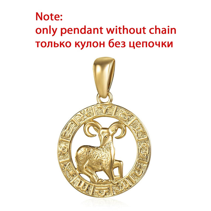 12 Zodiac Sign Constellations Pendants Necklaces For Women Men 585 Rose Gold Color Fashion Birthday Gifts