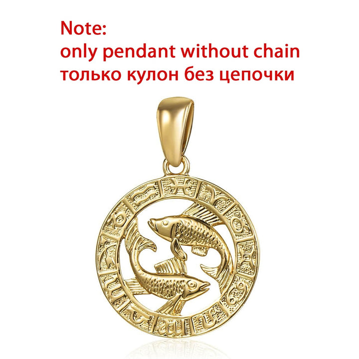 12 Zodiac Sign Constellations Pendants Necklaces For Women Men 585 Rose Gold Color Fashion Birthday Gifts