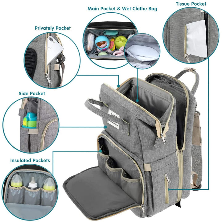 Baby Diaper Backpack/Changing Station/Portable Bed